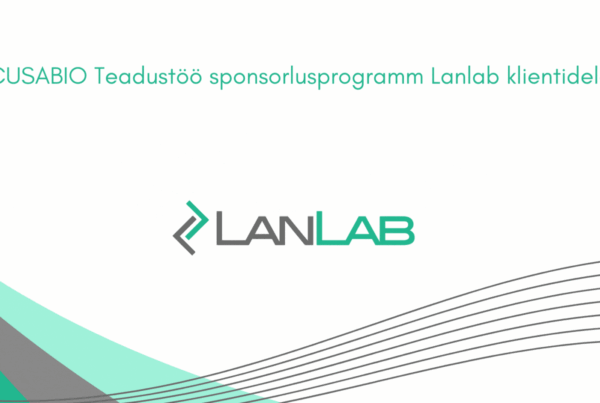 Tekst Cusabio teadustöö sponsorlusprogramm Lanlab klientidele ja Cusabio ning Lanlab logod. CUSABIO 96T ELISA kit vautšer jaoks.