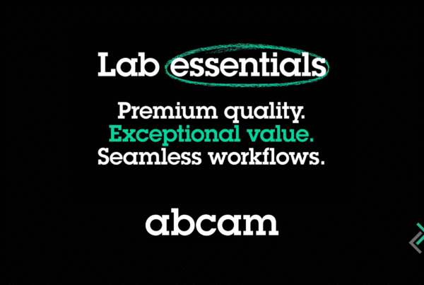 Text - Lab essentials, premium quality, exeptional value, seamless workfows. Abcam and Lanlab logos